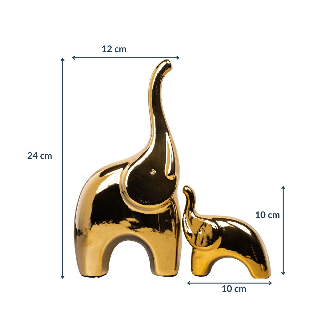 2 pcs Golden Cartoon Elephant for Living Room - The Golden Theory