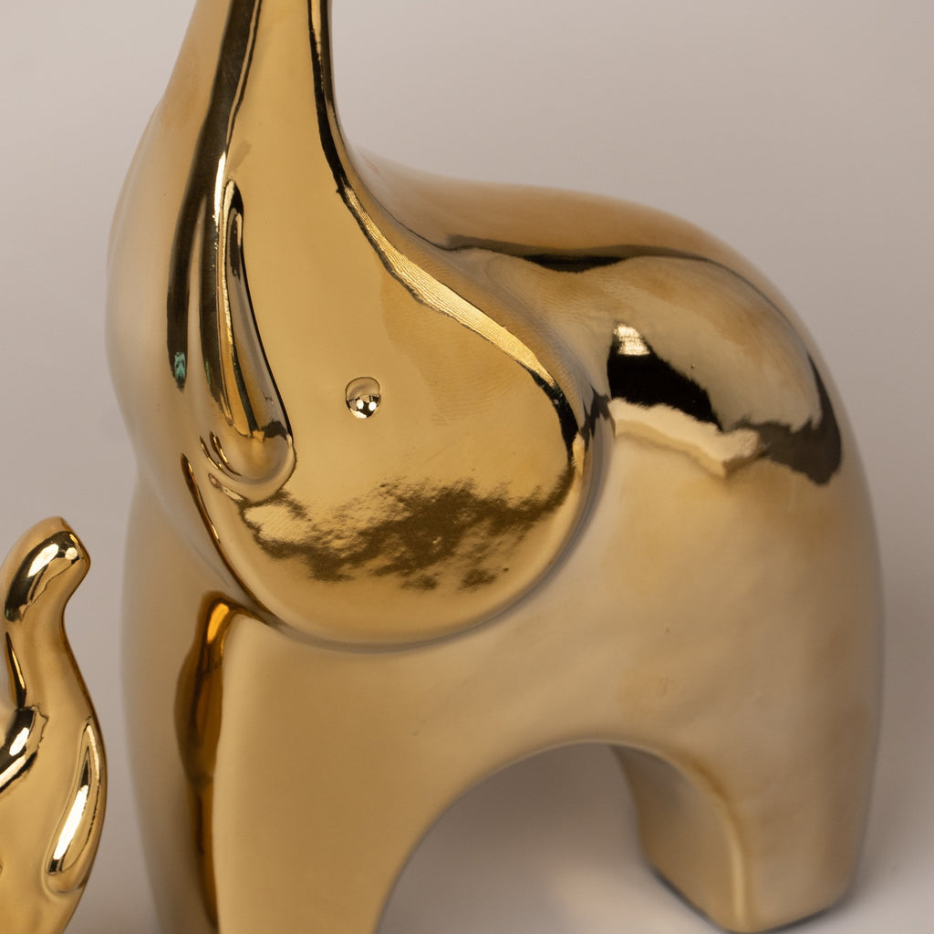 2 pcs Golden Cartoon Elephant for Living Room - The Golden Theory