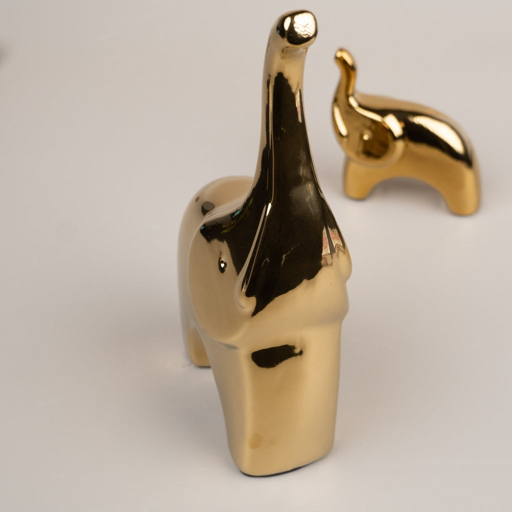 2 pcs Golden Cartoon Elephant for Living Room - The Golden Theory