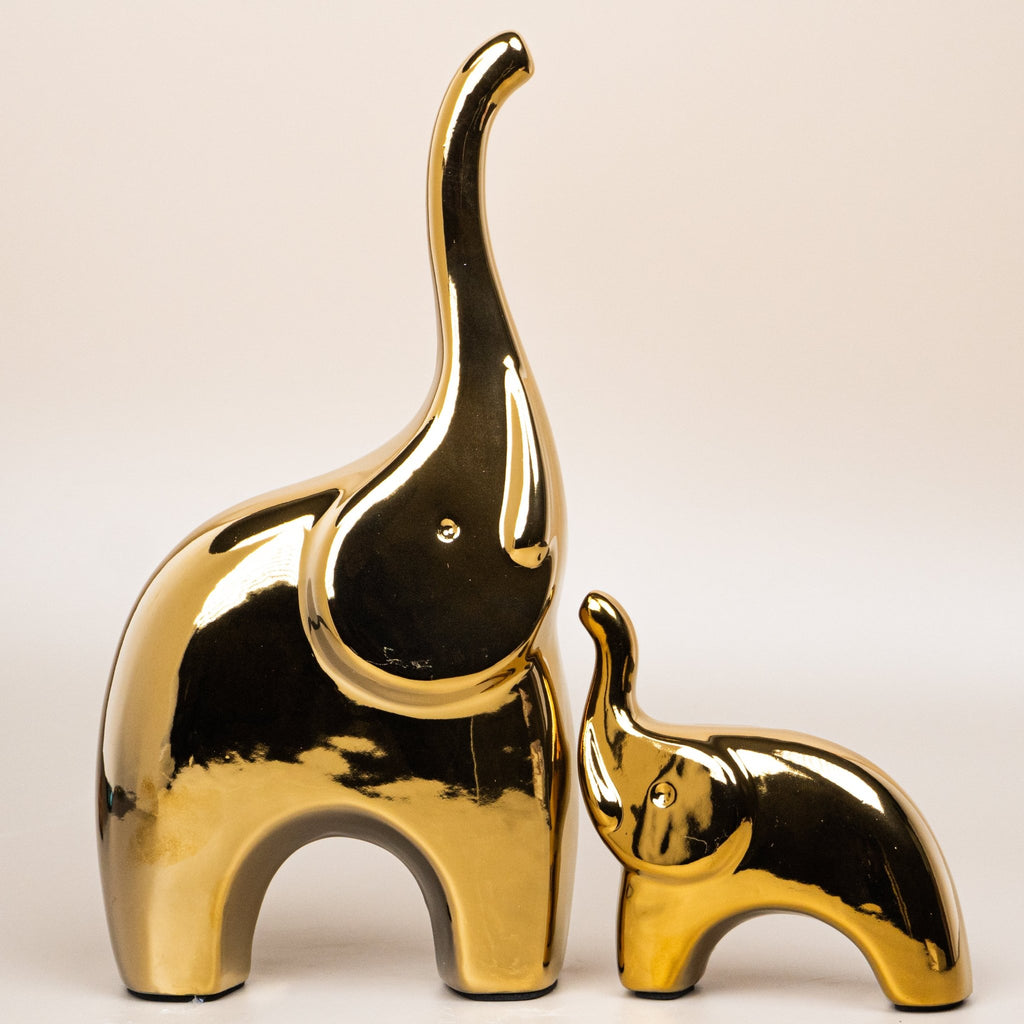 2 pcs Golden Cartoon Elephant for Living Room - The Golden Theory