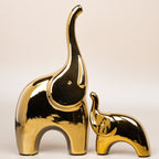 2 pcs Golden Cartoon Elephant for Living Room - The Golden Theory