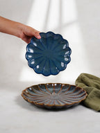 2-Piece Scalloped Ceramic Serving Platter Set - The Golden Theory