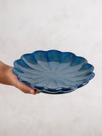 2-Piece Scalloped Ceramic Serving Platter Set - The Golden Theory