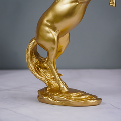 Gold Rearing Horse Sculpture