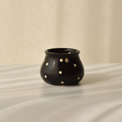 Black Ceramic Matka Shaped Planter