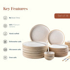 Speckled Beige Ceramic Dinner Set – Set of 18