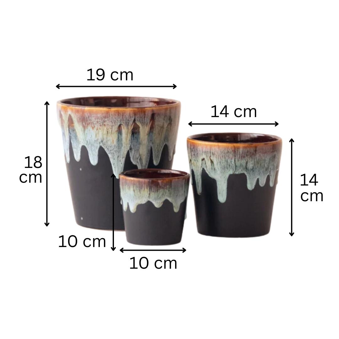 Grey Ceramic Flower Pots | Set of 3