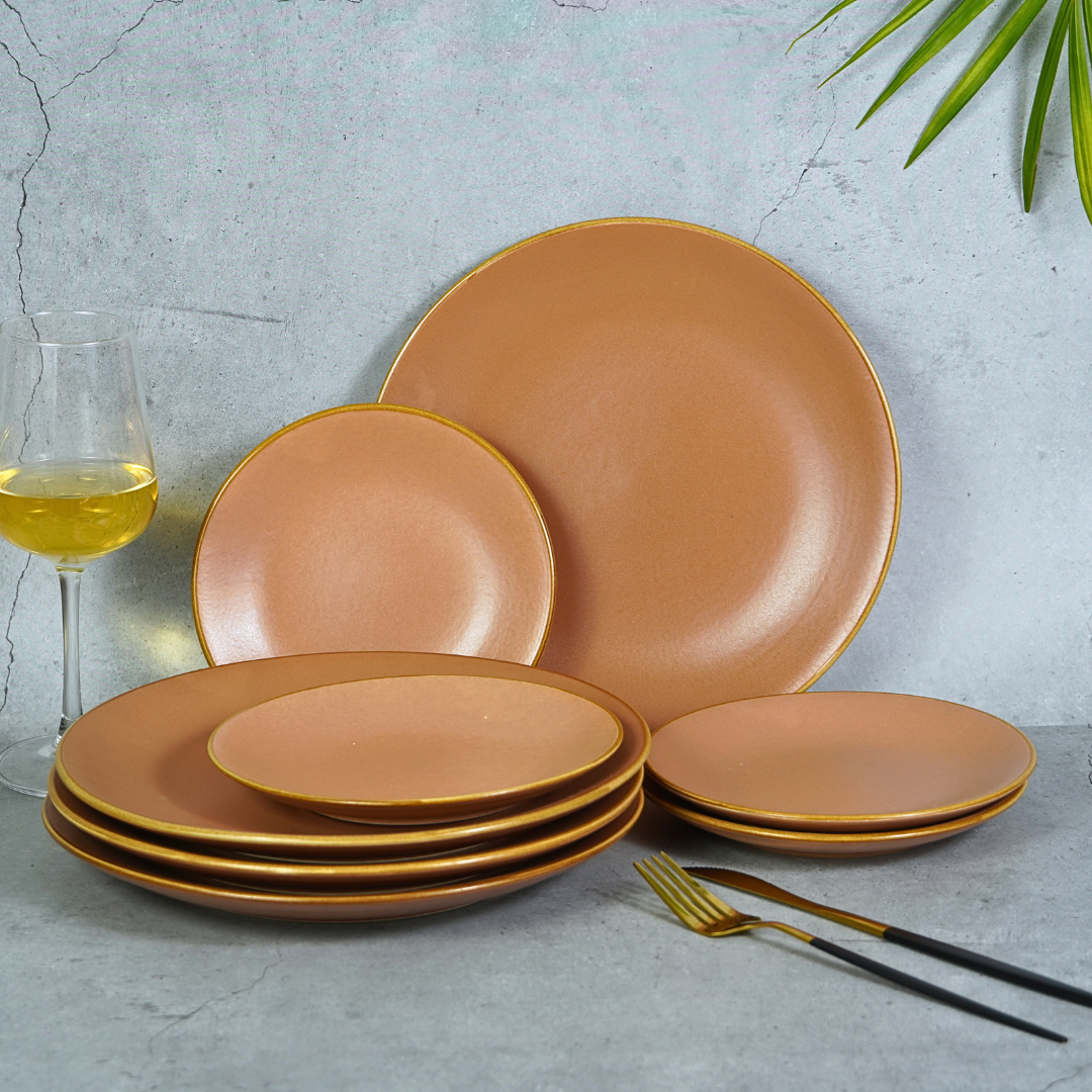 Rose Gold Ceramic Dinner Set (Set of 8)