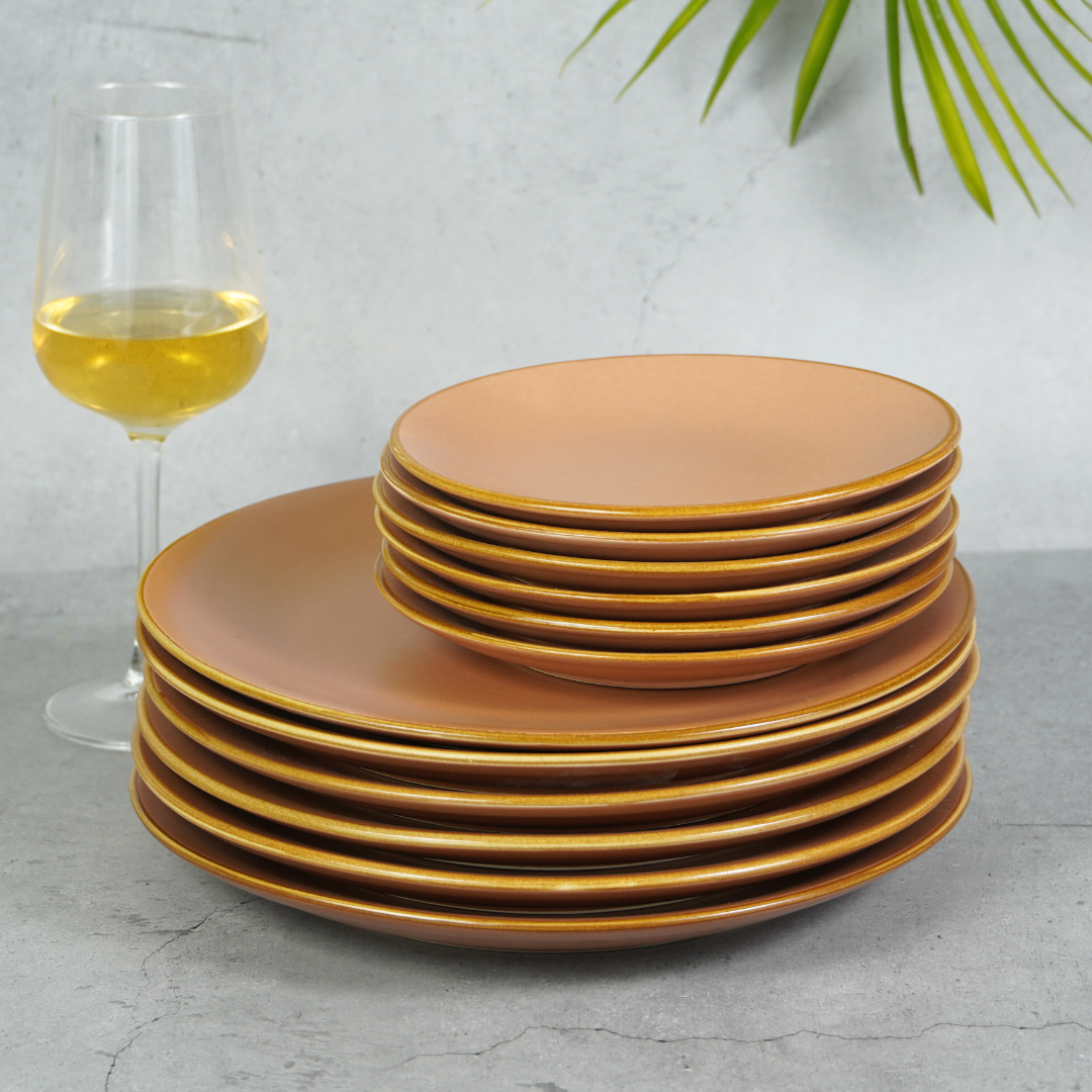 Rose Gold Ceramic Dinner Set (Set of 12)