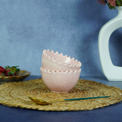 Pretty in Pink Ceramic Wavy Bowl | Set of 2