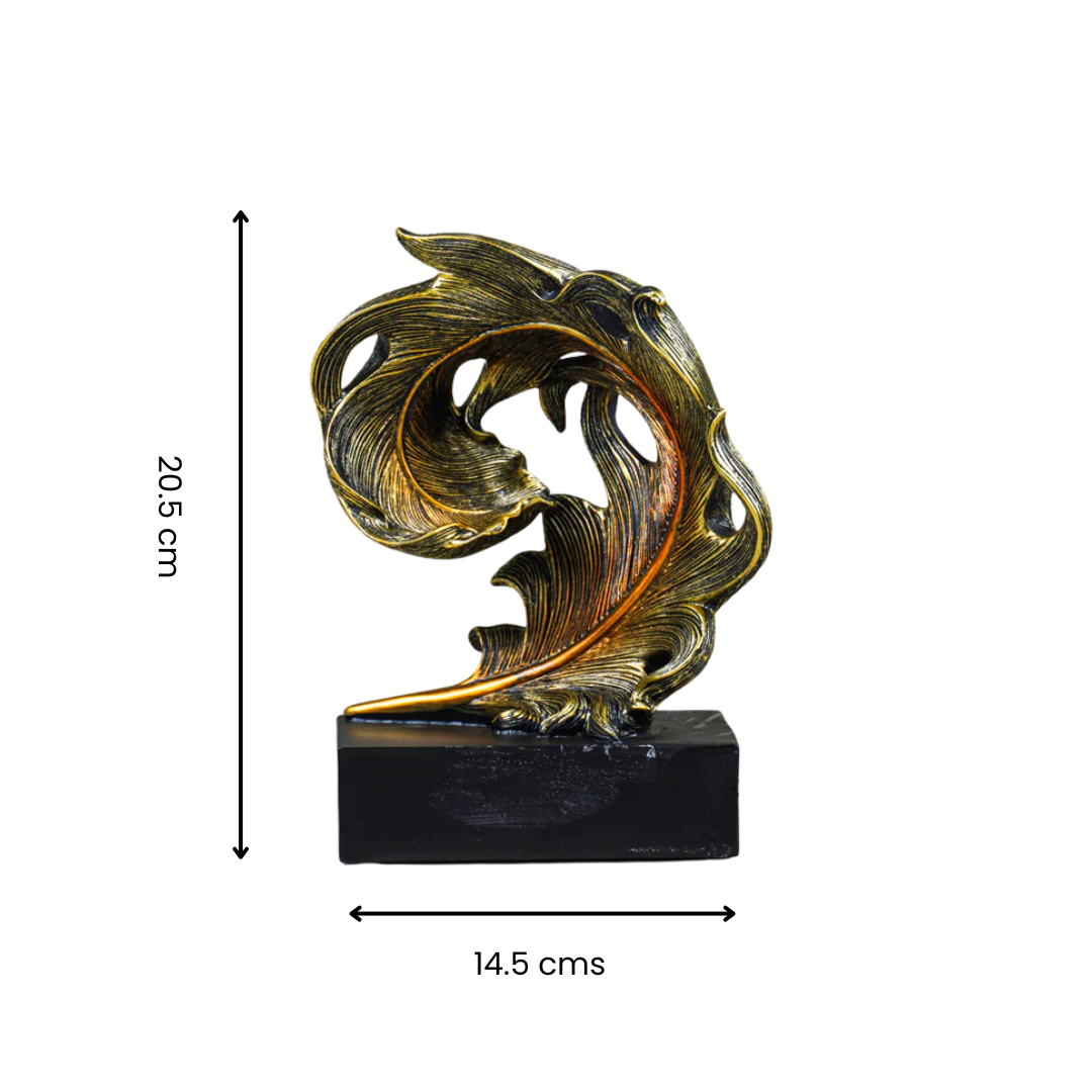 Golden Leaf-Inspired Decorative Sculpture on Black Base