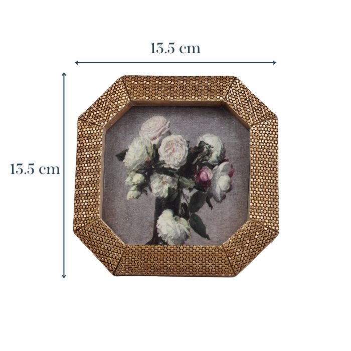 Gold Octagonal Photo Frame with Textured Detail