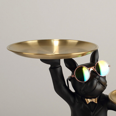 Black Dog with Golden Plate