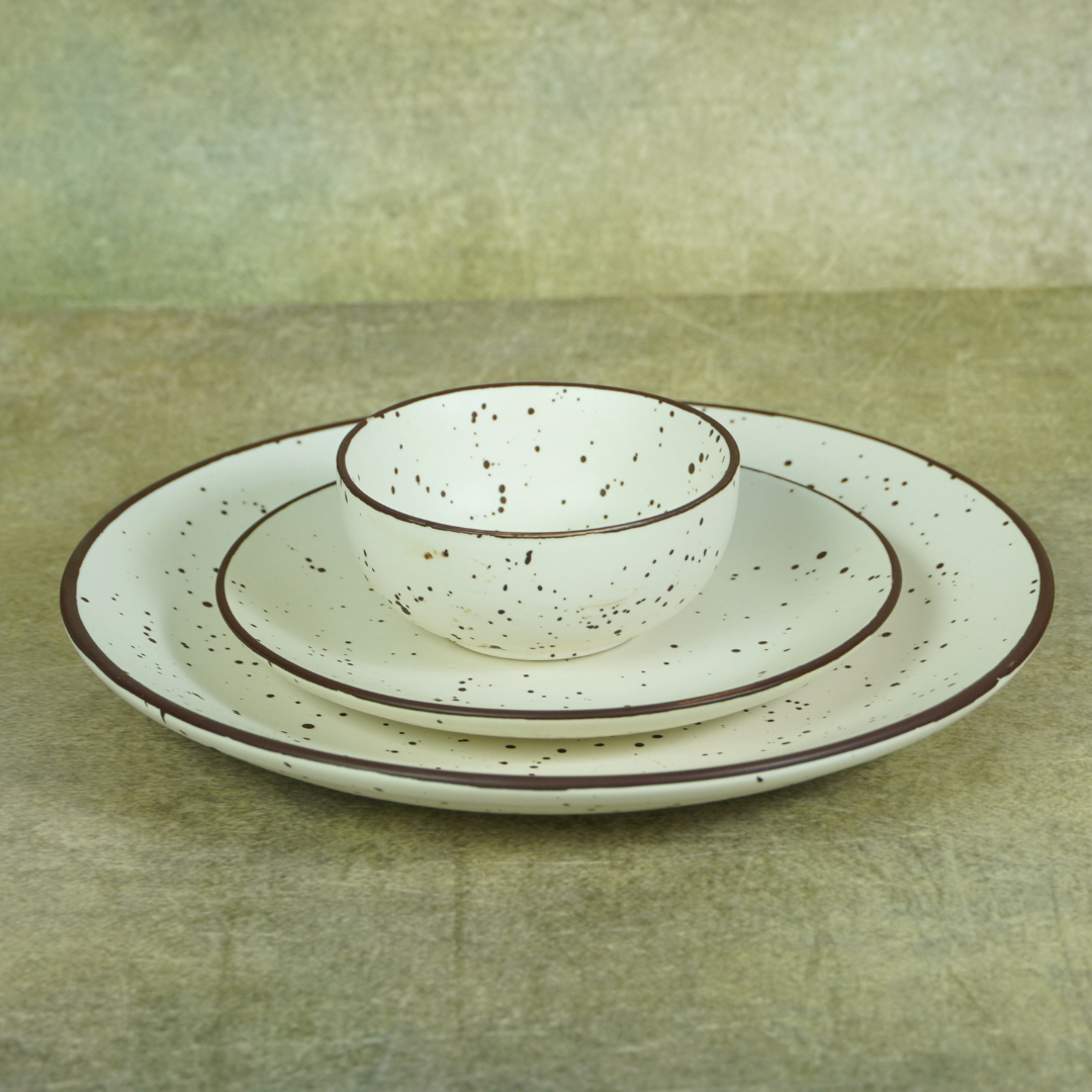 White Ceramic Speckled Dinner Set (Set of 13)