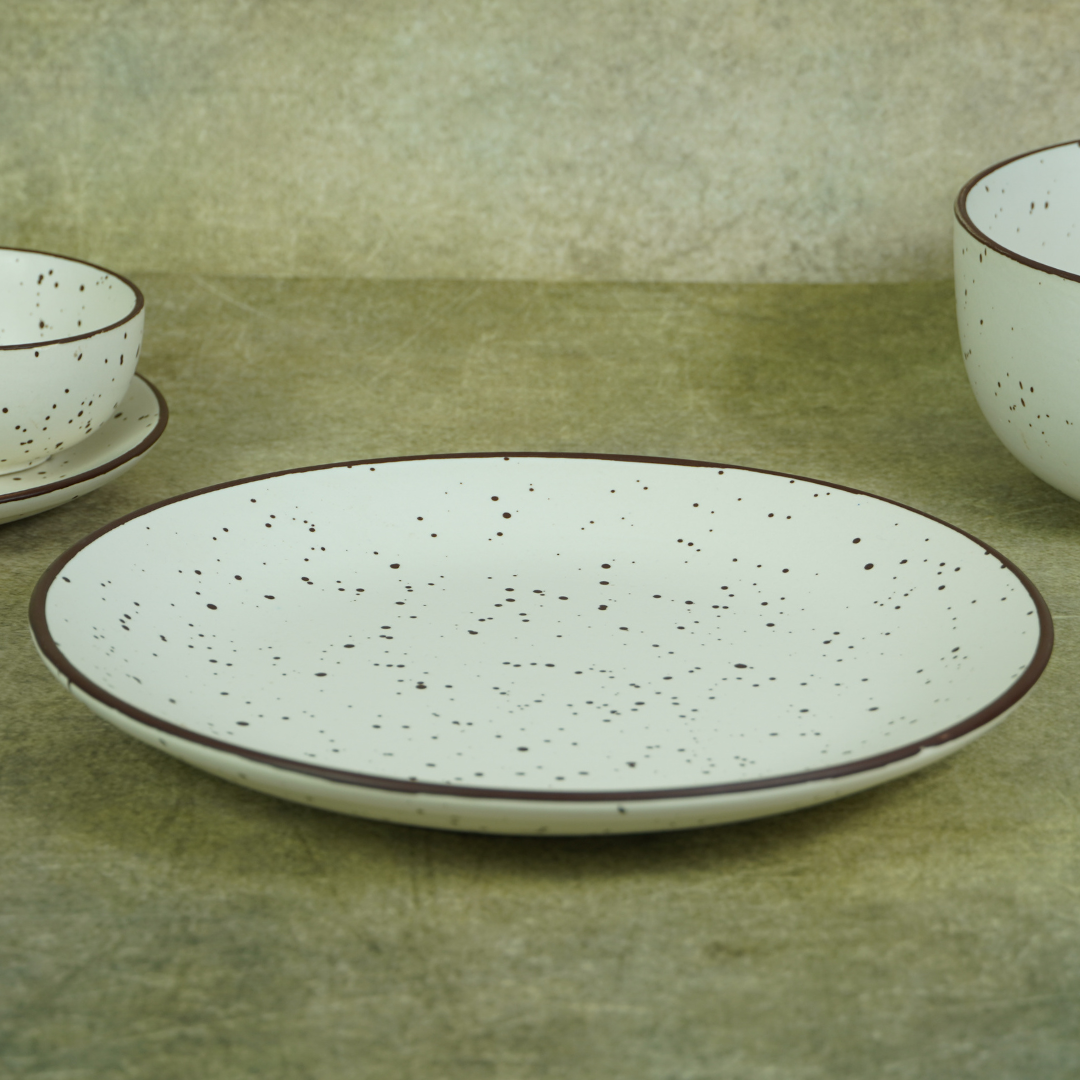 White Ceramic Speckled Dinner Set (Set of 13)