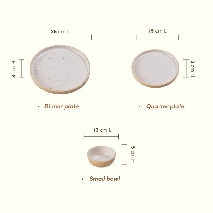 Speckled Beige Ceramic Dinner Set – Set of 18