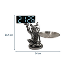 Silver Dog Figurine with Plate & Clock