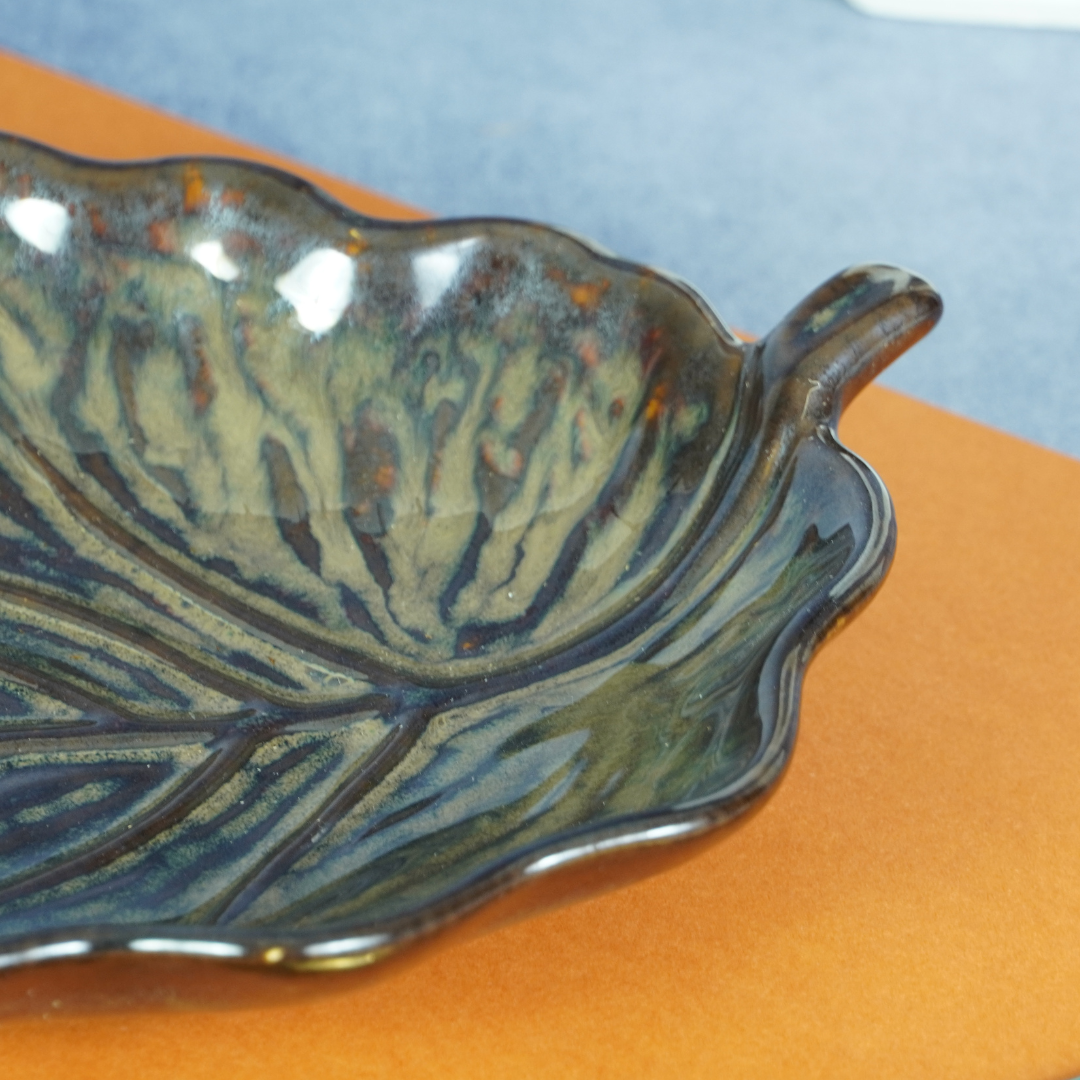 Green Ceramic Leaf Platter