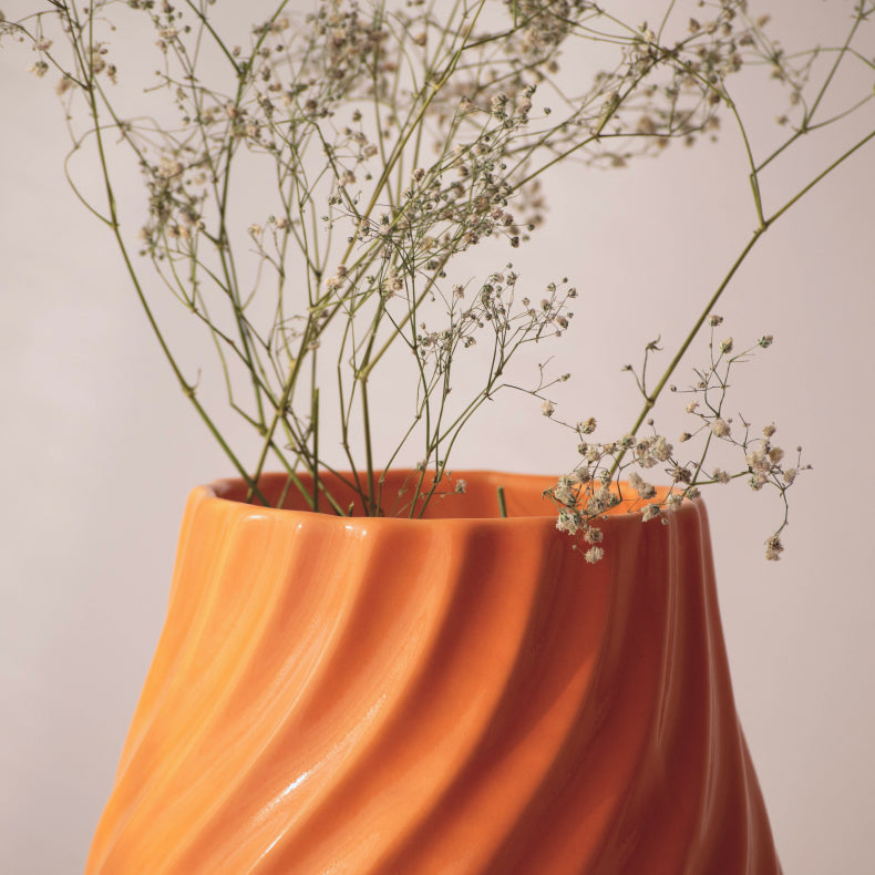 Orange Ceramic Flower Vase