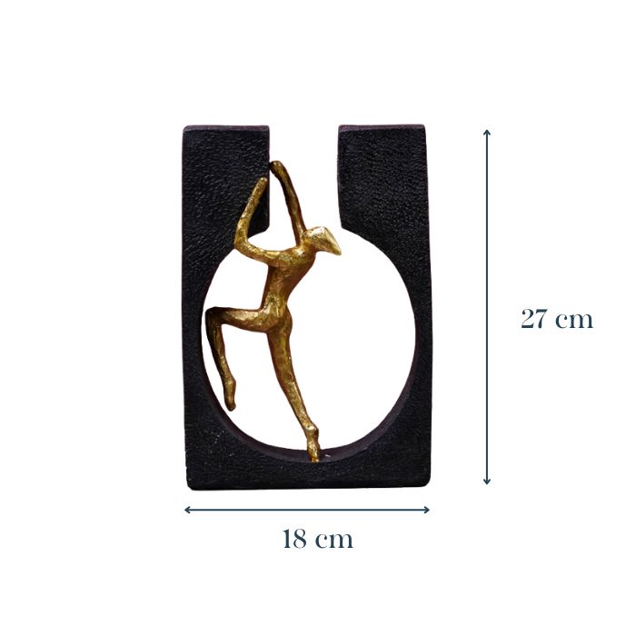 Gold Climbing Figure Sculpture in Black Frame - Modern Art Decor