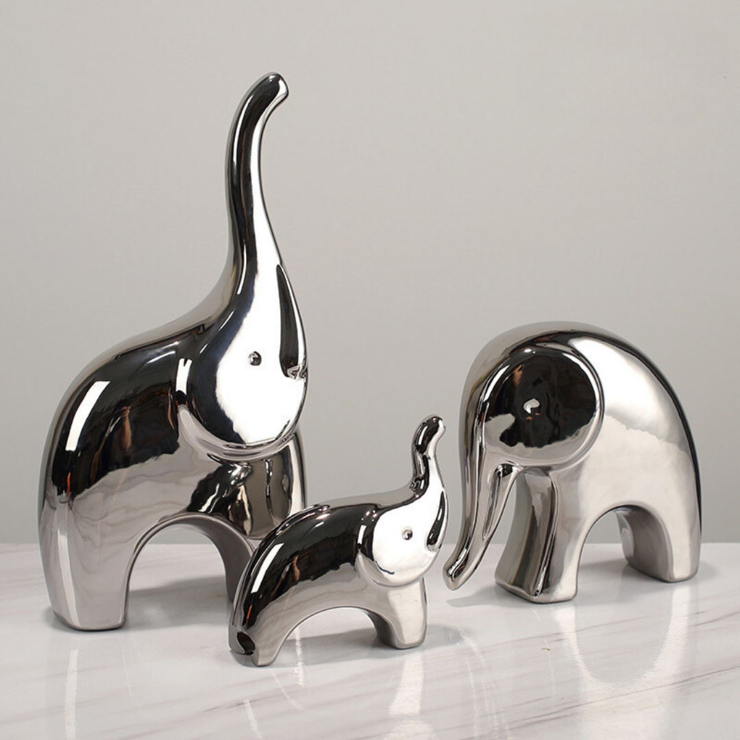 3 pcs Ceramic Cartoon Elephant for Living Room