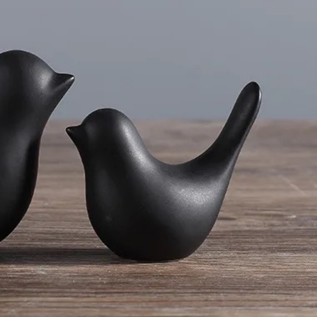 Dark Scandinavian Style Ceramic Bird | Set of 2