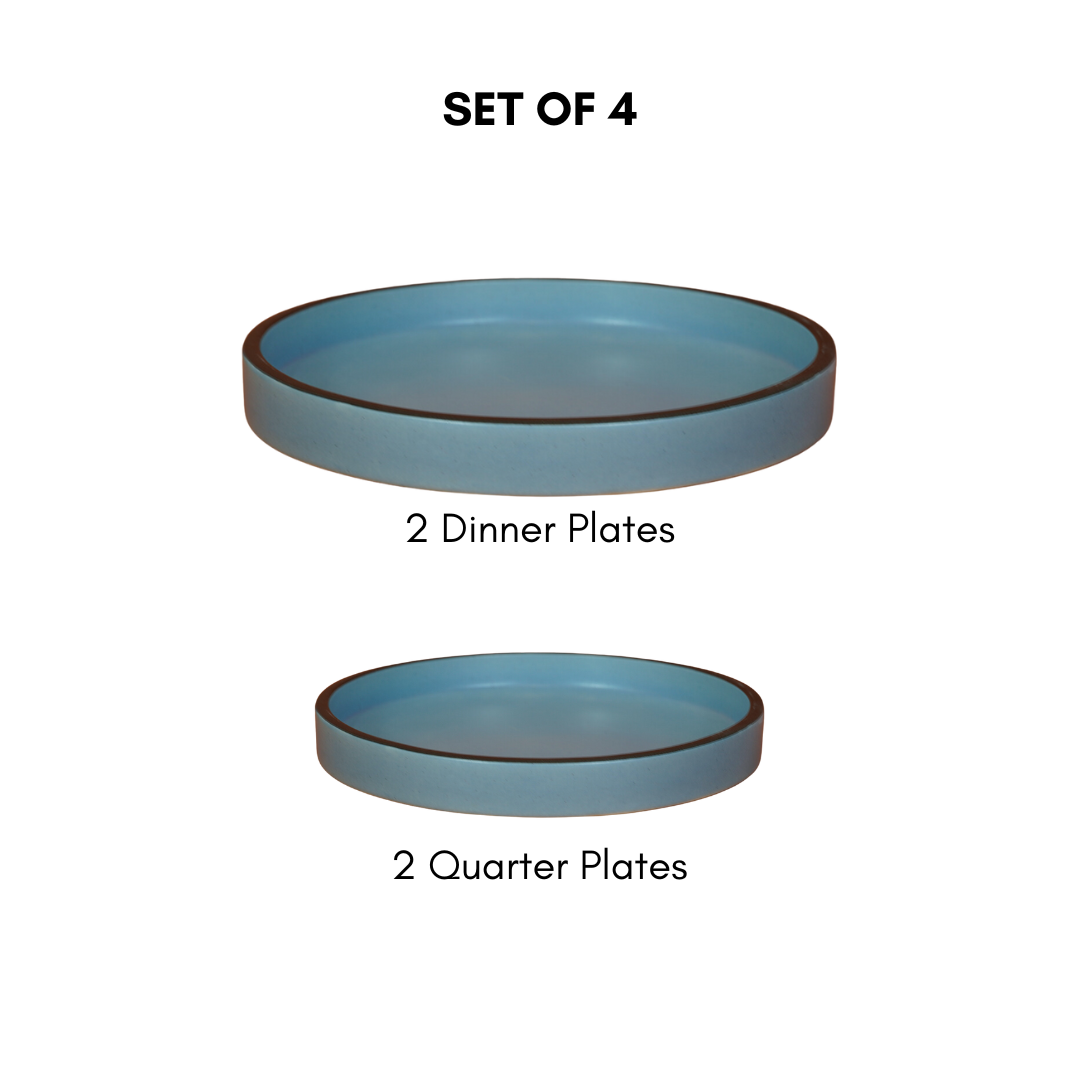 Solid Blue Ceramic Dinner Set (Set of 4)