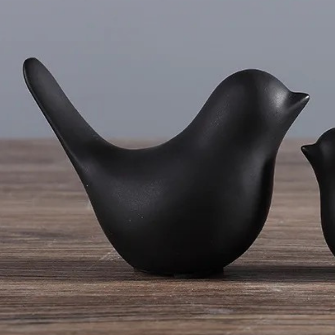 Dark Scandinavian Style Ceramic Bird | Set of 2