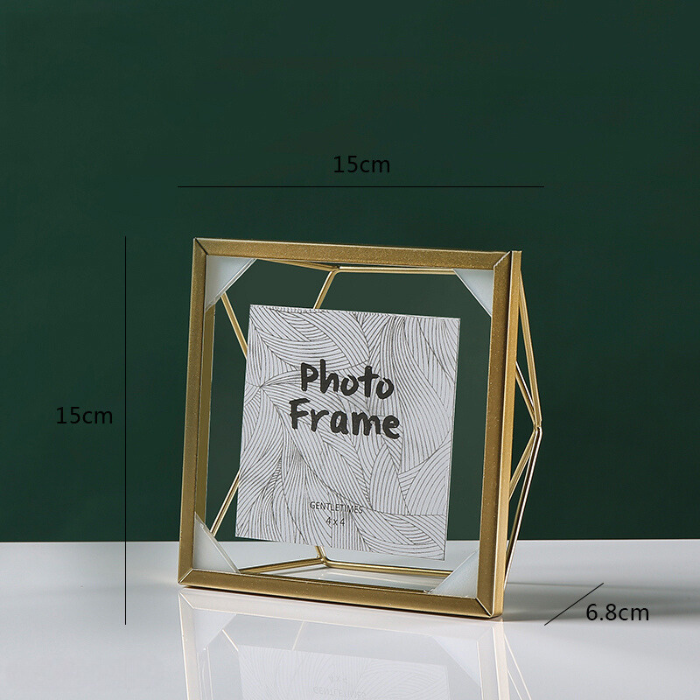 Gold Geometric Glass Photo Frame - Modern Design