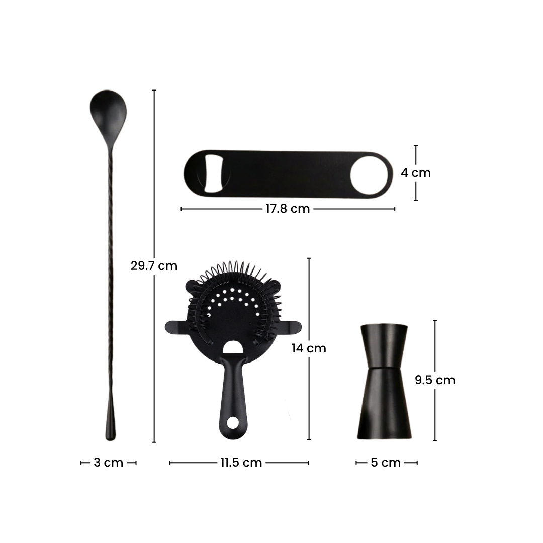 7-Piece Matte Black Bar Tool Set