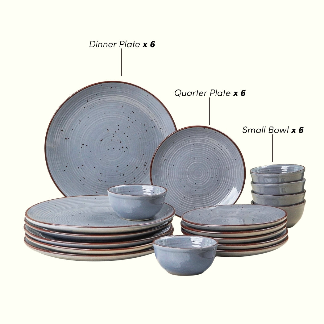 Pebble Grey Ceramic Dinner Set (Set of 18)