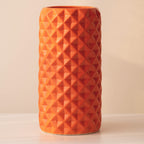 Orange Ceramic Cylindrical Shaped Flower Vase