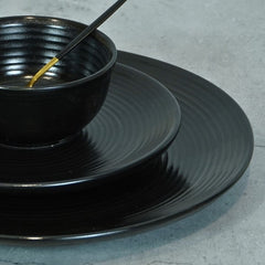 Black Monochrome Spiral Ceramic Dinner Set for 4 (Set of 12)