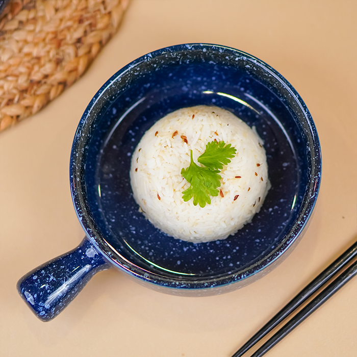 Blue Speckled Ceramic Bowl with Handle