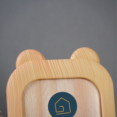 Natural Wood Photo Frame with Bear Ears Design