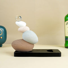 Stacked Stone Wine Bottle Holder with Neutral Tones