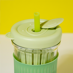 Green Silicone Grip Sipper with Infuser