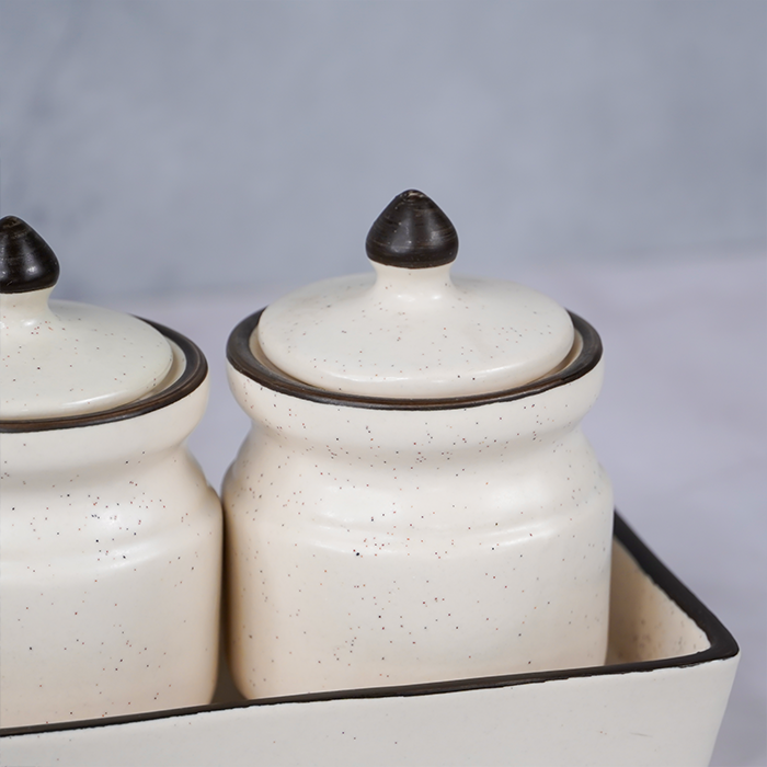 White Ceramic Pickle Jar Set | Set of 2