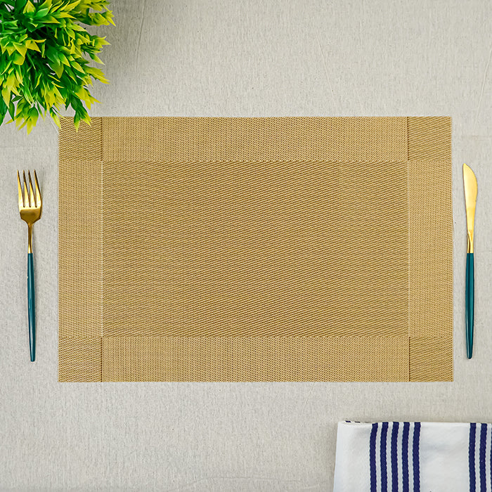 Gold Rectangular Table Mat with Textured Weave