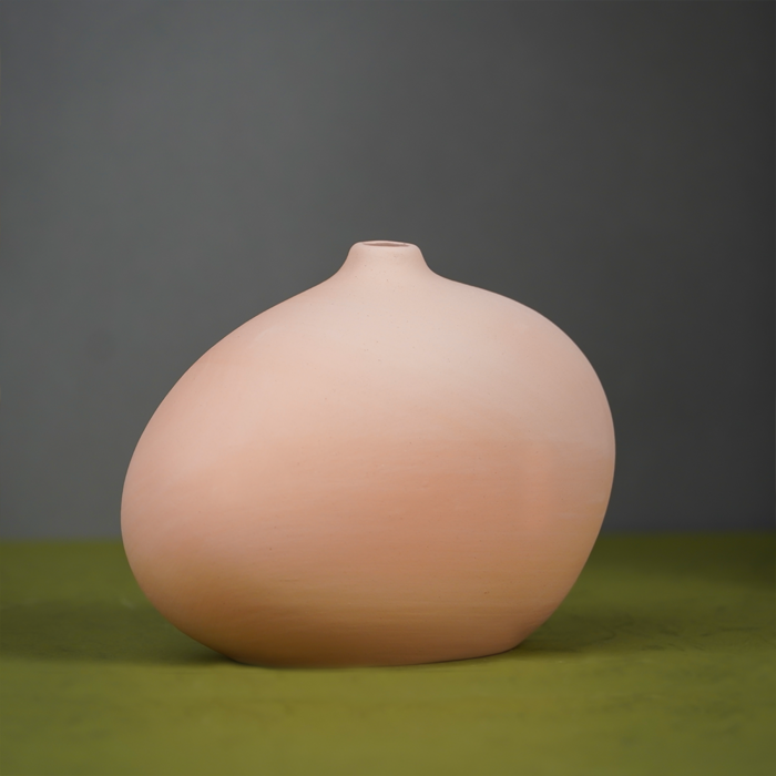 Matte Pink Pebble Vase with Organic Shape