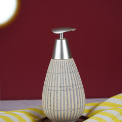 White Striped Ceramic Soap Dispenser