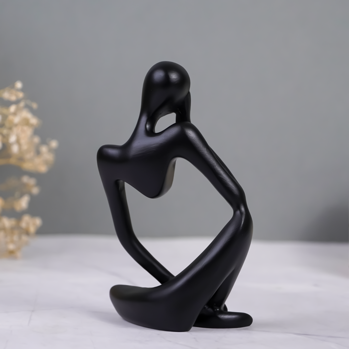 Black Abstract Thinker Sculpture with Modern Design