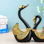 Black and Gold Swan Pair Figurines