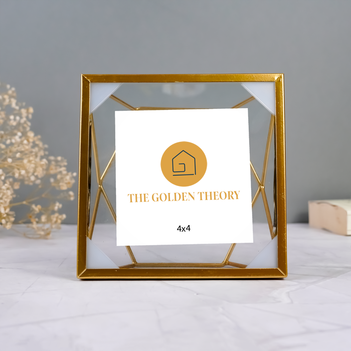 Gold Geometric Glass Photo Frame - Modern Design