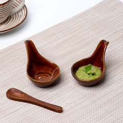 Unique Spoon-Shaped Ceramic Dip Bowls
