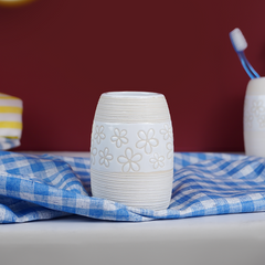 Floral White Bathroom Accessory Set of 4