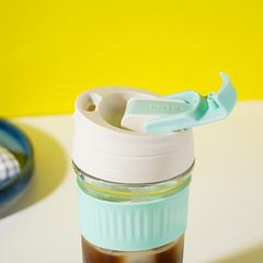 Iced Coffee Sipper with Mint Silicone Grip