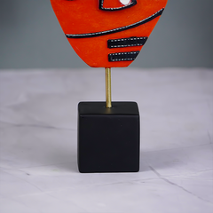 Handcrafted Red Abstract Face Sculpture