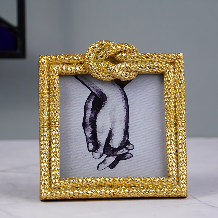 Gold Textured Photo Frame with Knot Detail