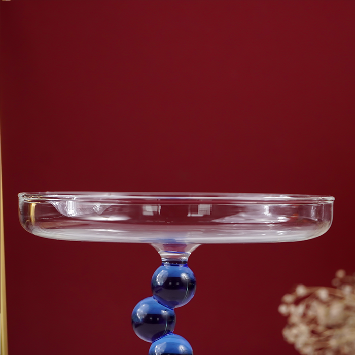 Glass Jewelry Holder with Blue Orb Stem